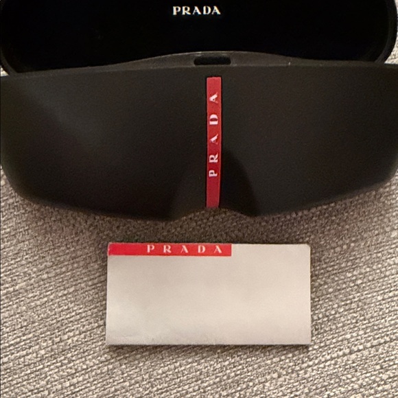 Prada Black Sunglasses Hard Case Holder with Red Accent - Picture 3 of 5